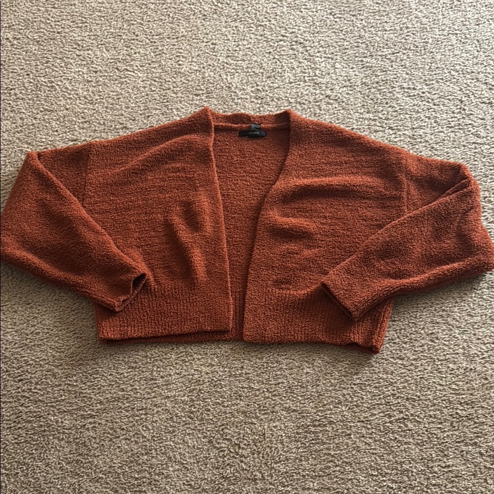 Rust Wool-Blend Cardigan